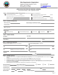 Document preview: Application for Pesticide Company License(S) - Ohio