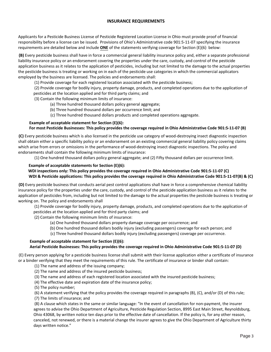 2023 Ohio Application for Pesticide Company License(S) Fill Out, Sign