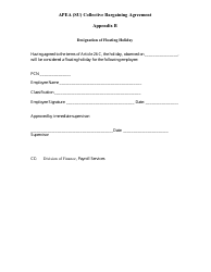 Document preview: Appendix B Apea (Su) Collective Bargaining Agreement - Designation of Floating Holiday - Alaska