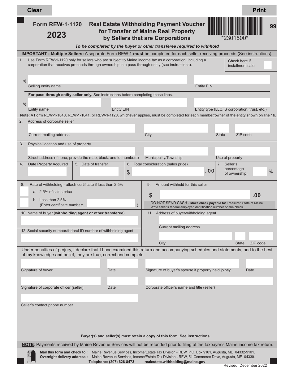 Form REW-1-1120 - 2023 - Fill Out, Sign Online and Download Fillable ...
