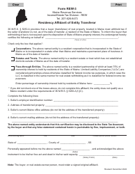 Document preview: Form REW-3 Residency Affidavit of Entity Transferor - Maine