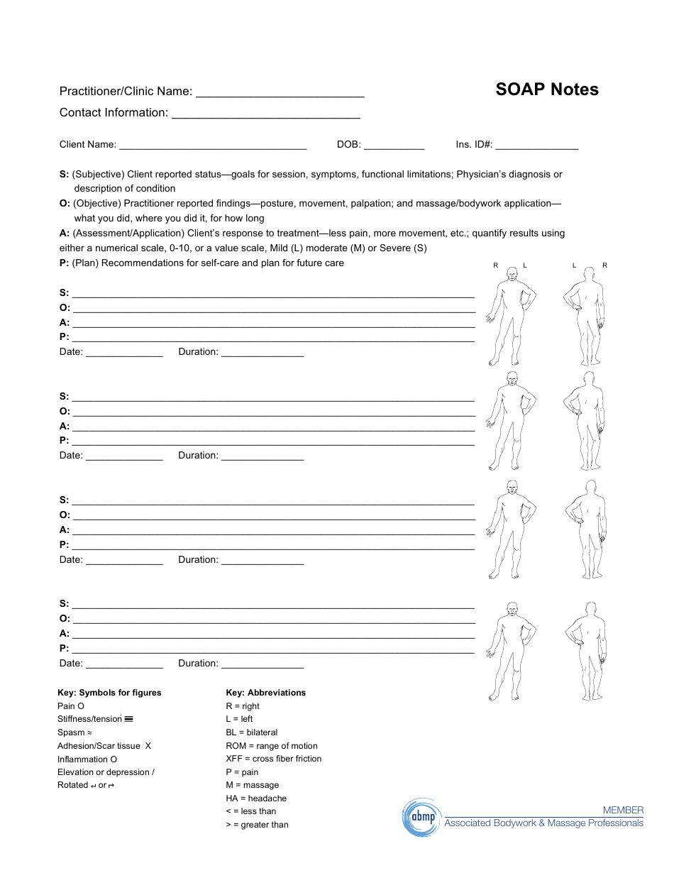 Soap Notes Template - Associated Bodywork and Massage Professionals