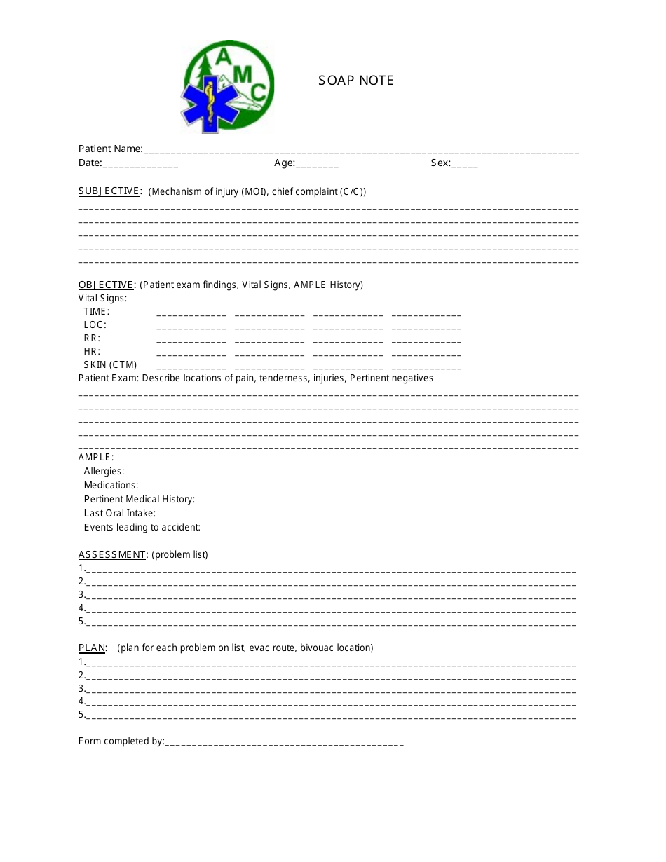 Soap Note Template - Amc Download Printable PDF  Templateroller Inside Soap Note Template Word