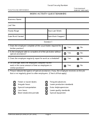 Form SSA-3033 Employee Work Activity Questionnaire, Page 5