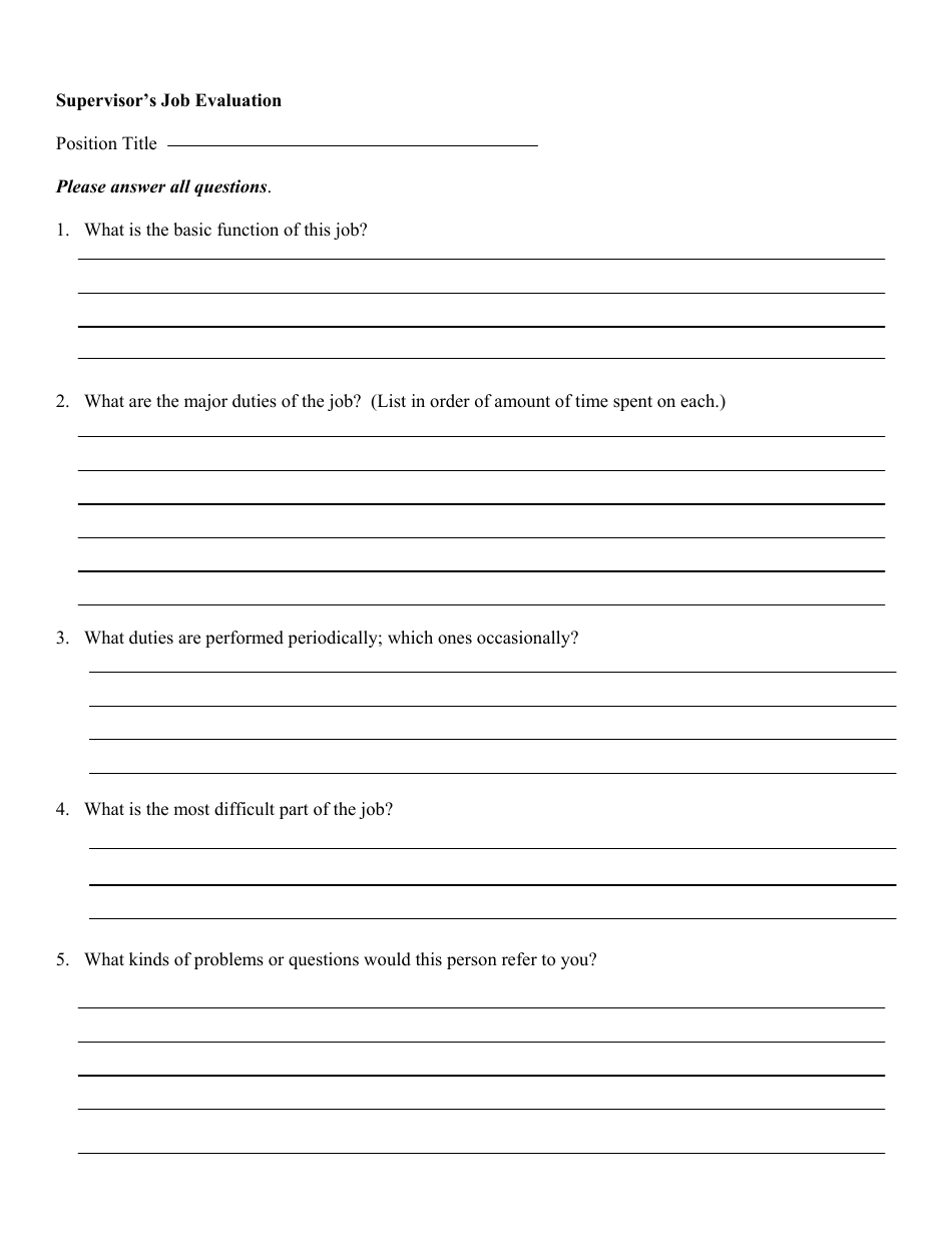 Supervisors Job Evaluation Template - Document Preview