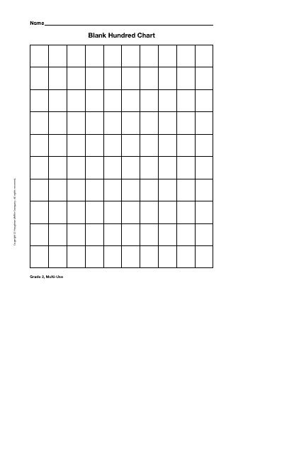 Blank Hundred Chart Template