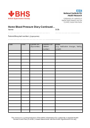 Home Blood Pressure Diary - British Hypertension Society - United Kingdom, Page 2