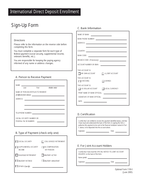 Optional Form 1199-I  Printable Pdf