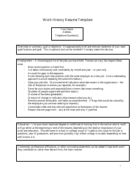 Document preview: Sample Work History Resume Template