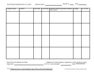 Document preview: Work History Template