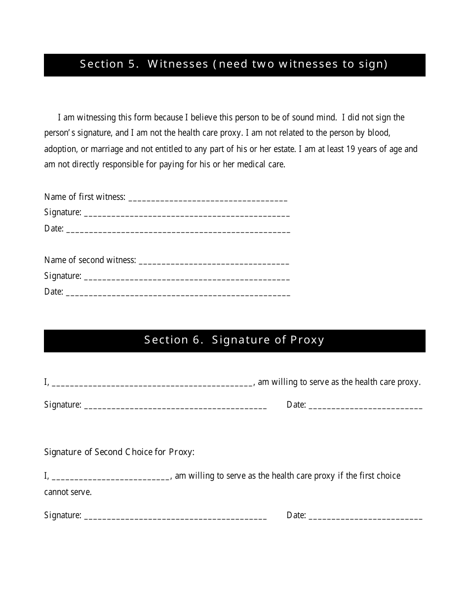 Advance Directive for Health Care (Living Will and Health Care Proxy) - Alabama, Page 5