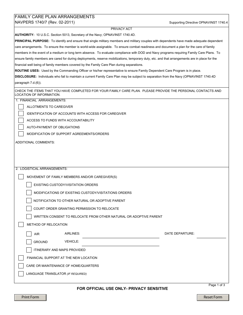 family care plan army example