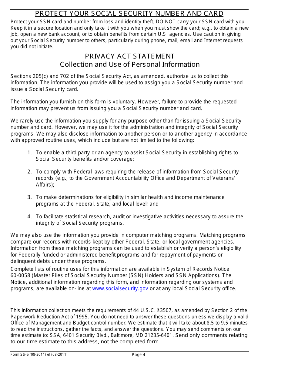 Form SS5 Fill Out, Sign Online and Download Fillable PDF