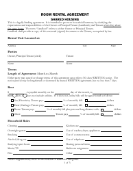 Room Rental Agreement Form - Shared Housing - County of Santa Cruz, California