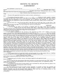 Document preview: Month-To-Month Agreement Form - California