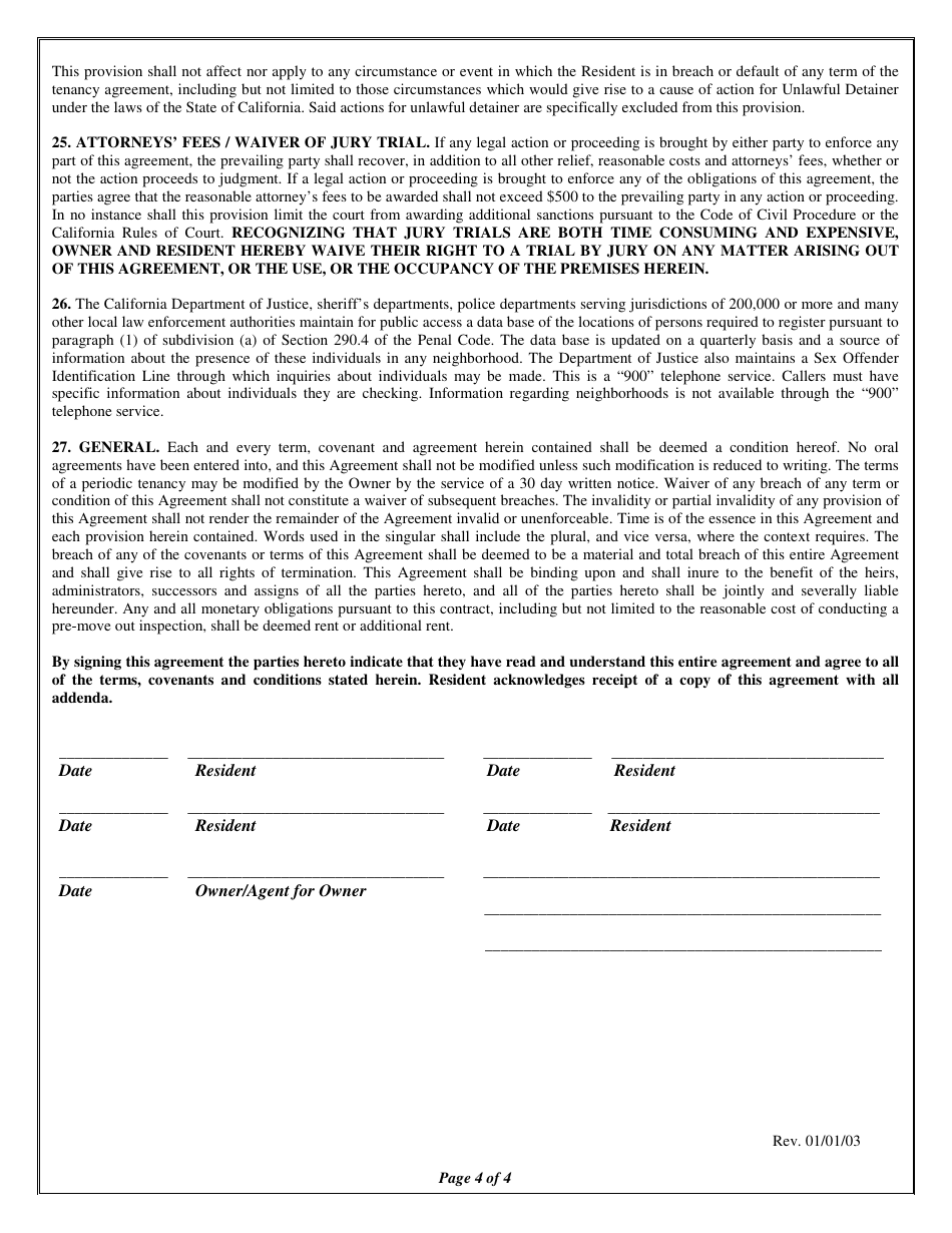 Agreement Template to Rent or Lease - California, Page 4
