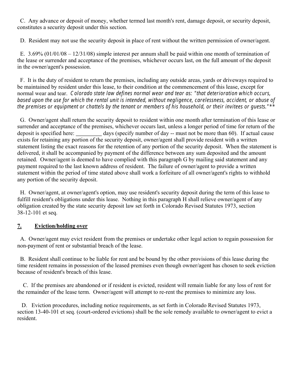 Monthly Lease Agreement Form - Colorado, Page 3
