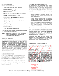 Form SSA-1425 &quot;Reporting Changes That Affect Your Social Security Payment&quot;, Page 2