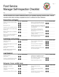 &quot;Food Service Manager Self-inspection Checklist&quot;