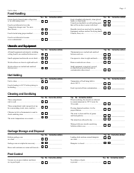 Food Service Manager Self-inspection Checklist, Page 2