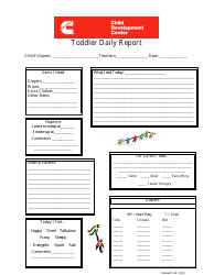 Document preview: Toddler Daily Report Template - Cummins Child Development Center