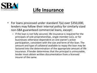 Insurance Requirements for SBA Loans, Page 11
