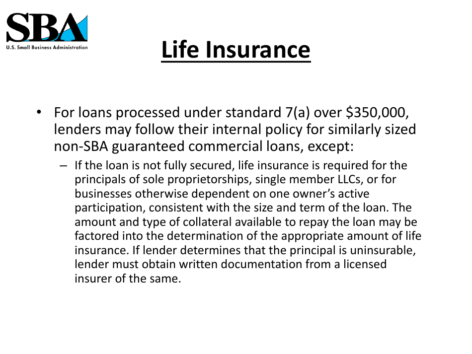 Insurance Requirements for SBA Loans, Page 11
