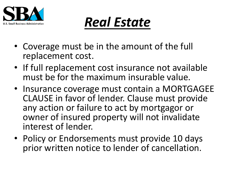 Insurance Requirements for SBA Loans, Page 4