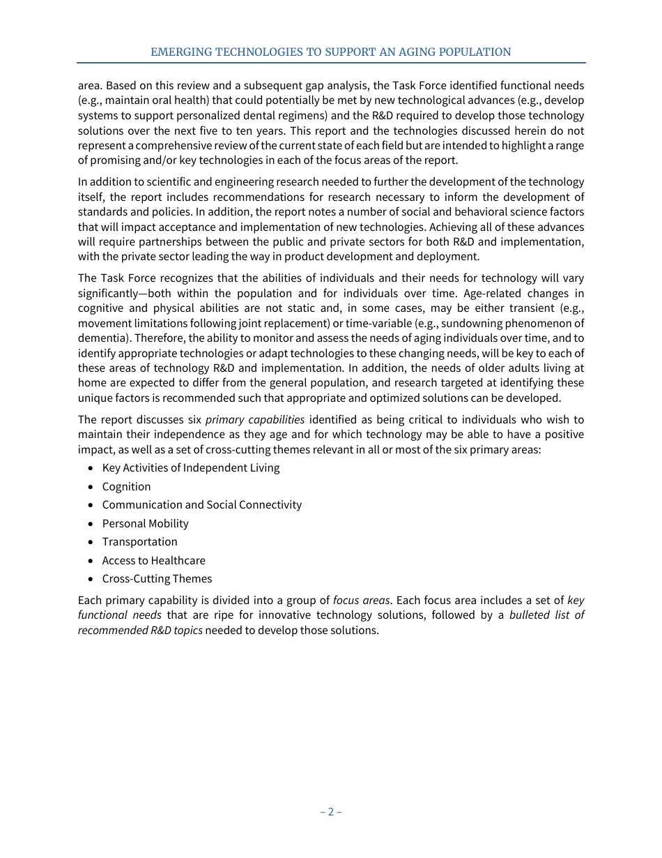 Emerging Technologies to Support an Aging Population, Page 10