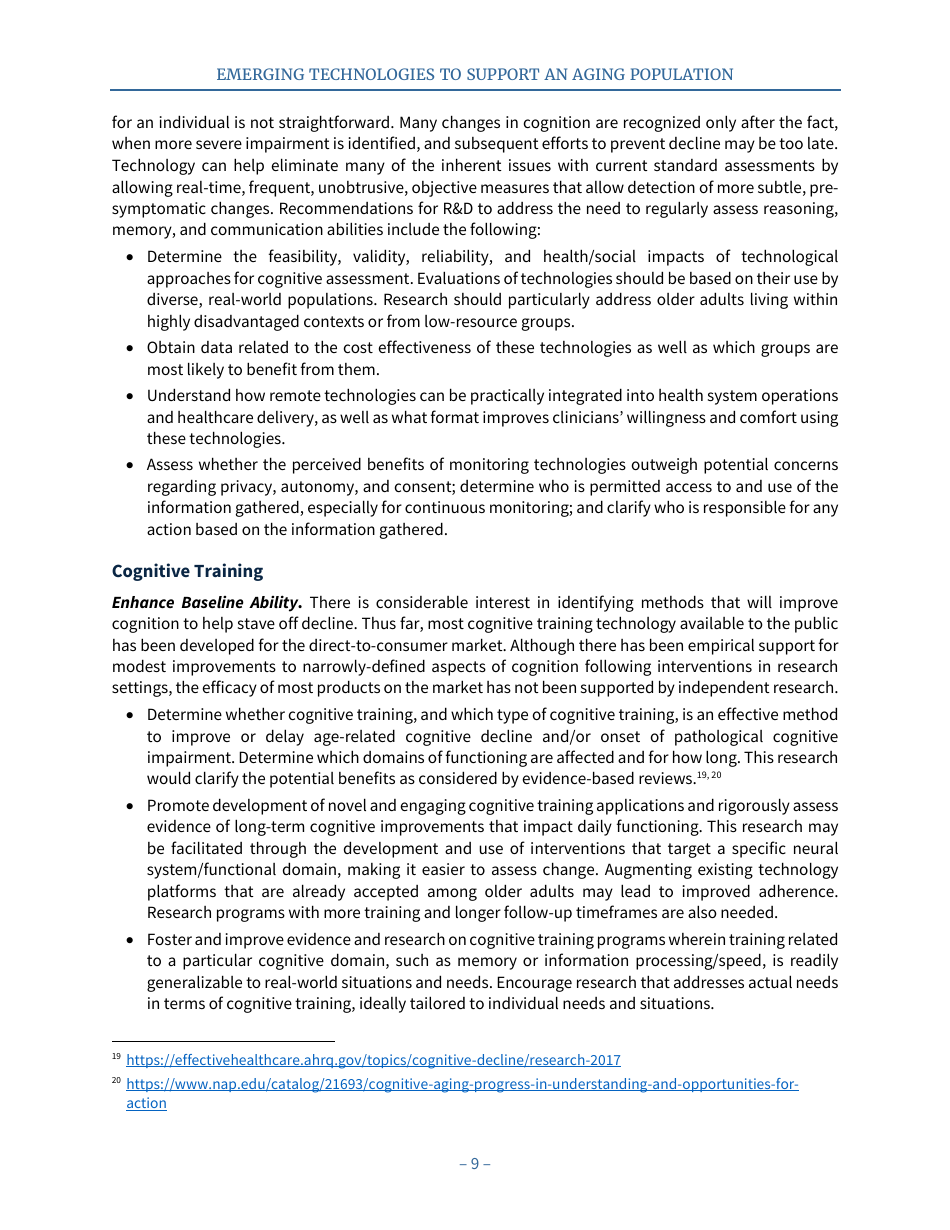 Emerging Technologies to Support an Aging Population, Page 17