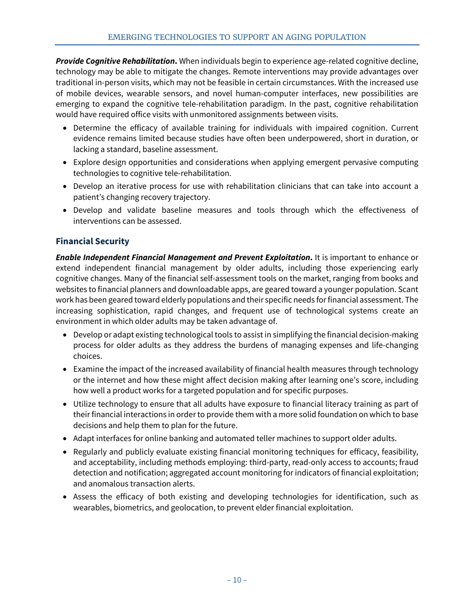 Emerging Technologies to Support an Aging Population, Page 18