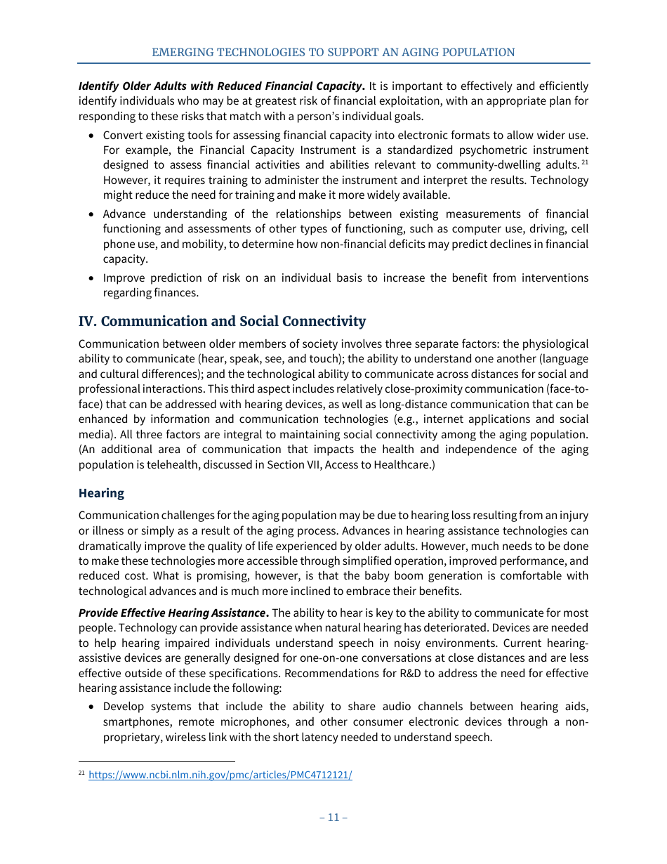 Emerging Technologies to Support an Aging Population, Page 19