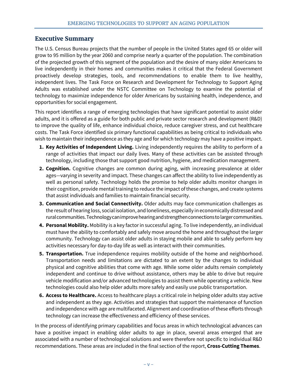 Emerging Technologies to Support an Aging Population, Page 7