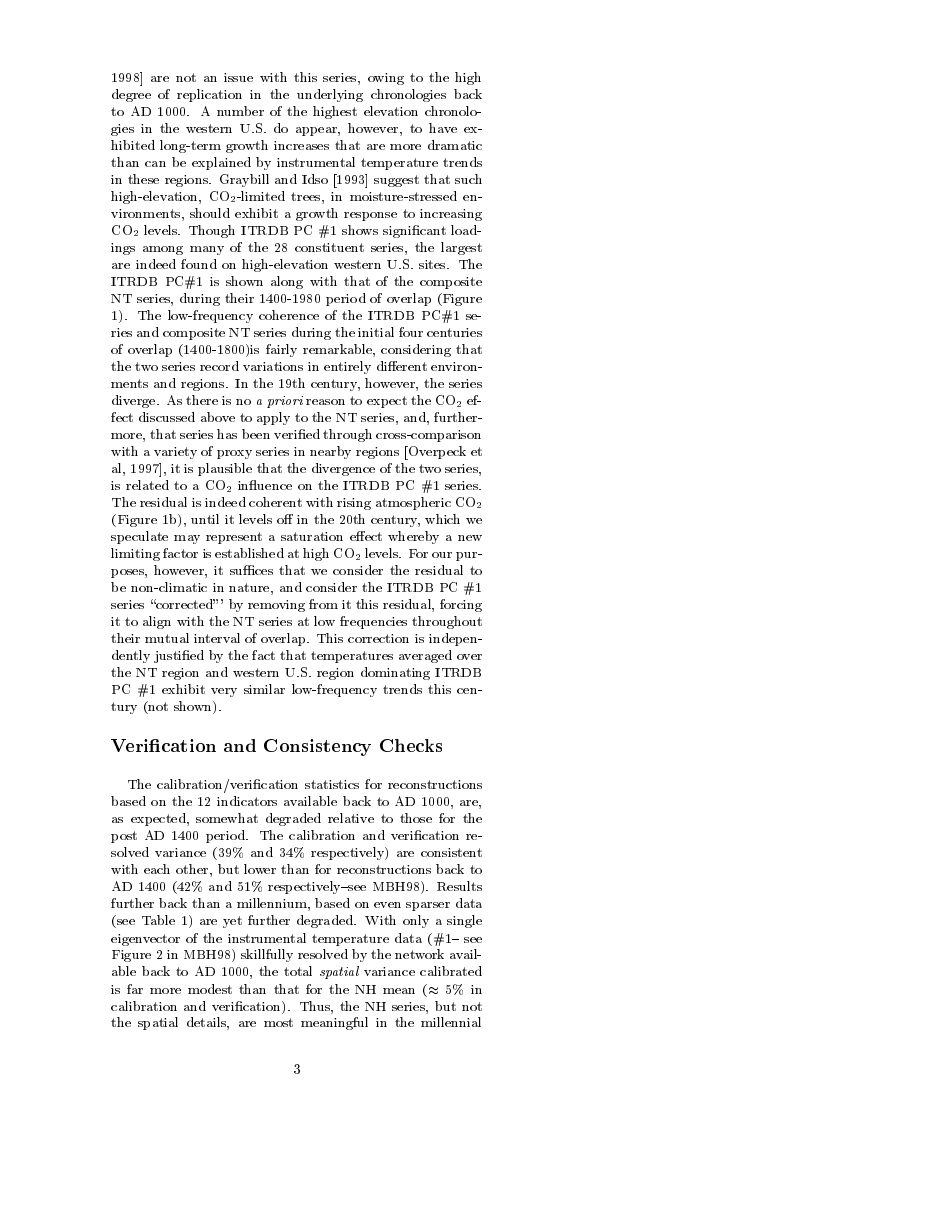 Northern Hemisphere Temperatures During the Past Millennium: Inferences, Uncertainties, and Limitations - Michael E. Mann, Raymond S. Bradley, Malcolm K. Hughes, Page 3