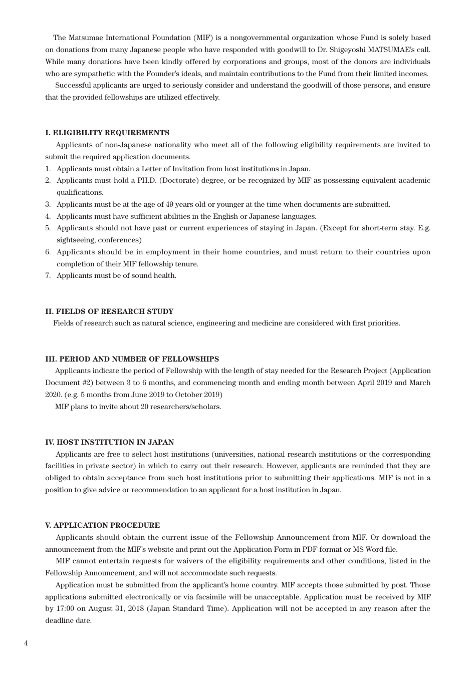 Research Fellowship Program 2019 Announcement - the Matsumae International Foundation, Page 4