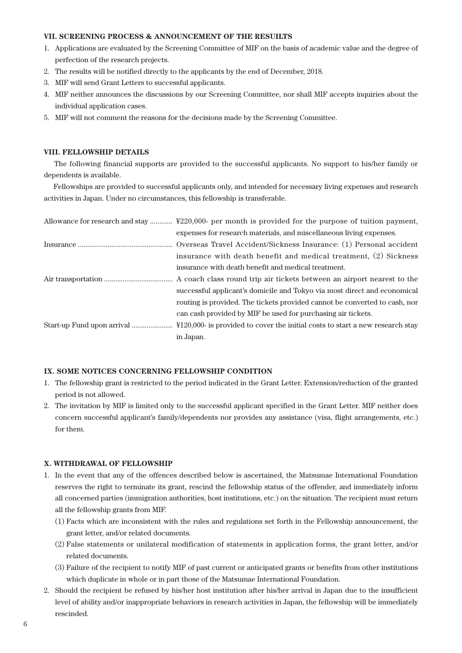 Research Fellowship Program 2019 Announcement - the Matsumae International Foundation, Page 6