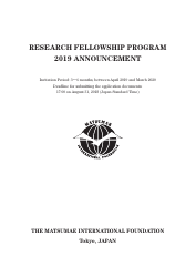 Document preview: Research Fellowship Program 2019 Announcement - the Matsumae International Foundation
