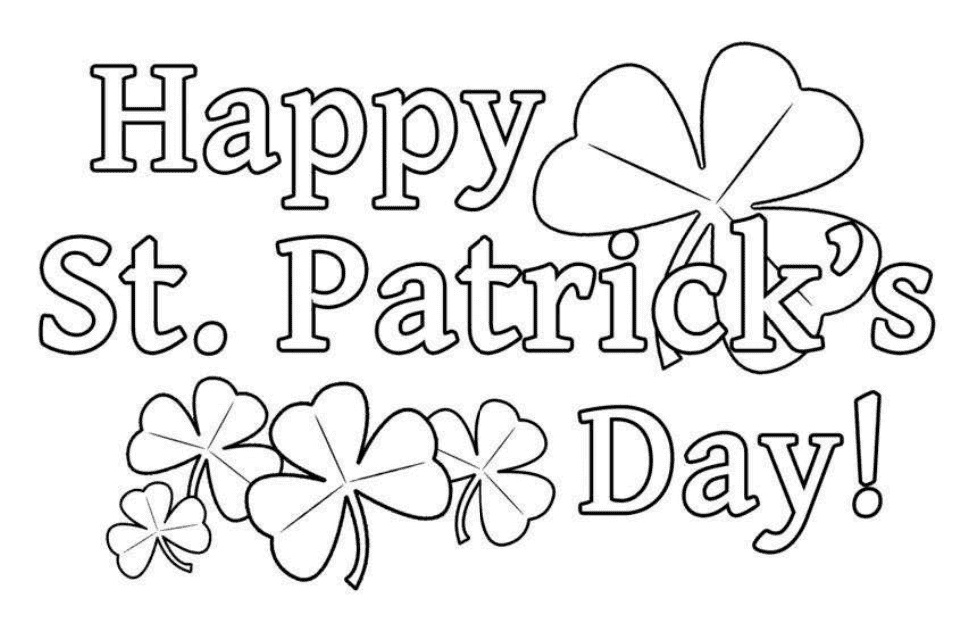St. Patrick's Day Coloring Page with Shamrocks