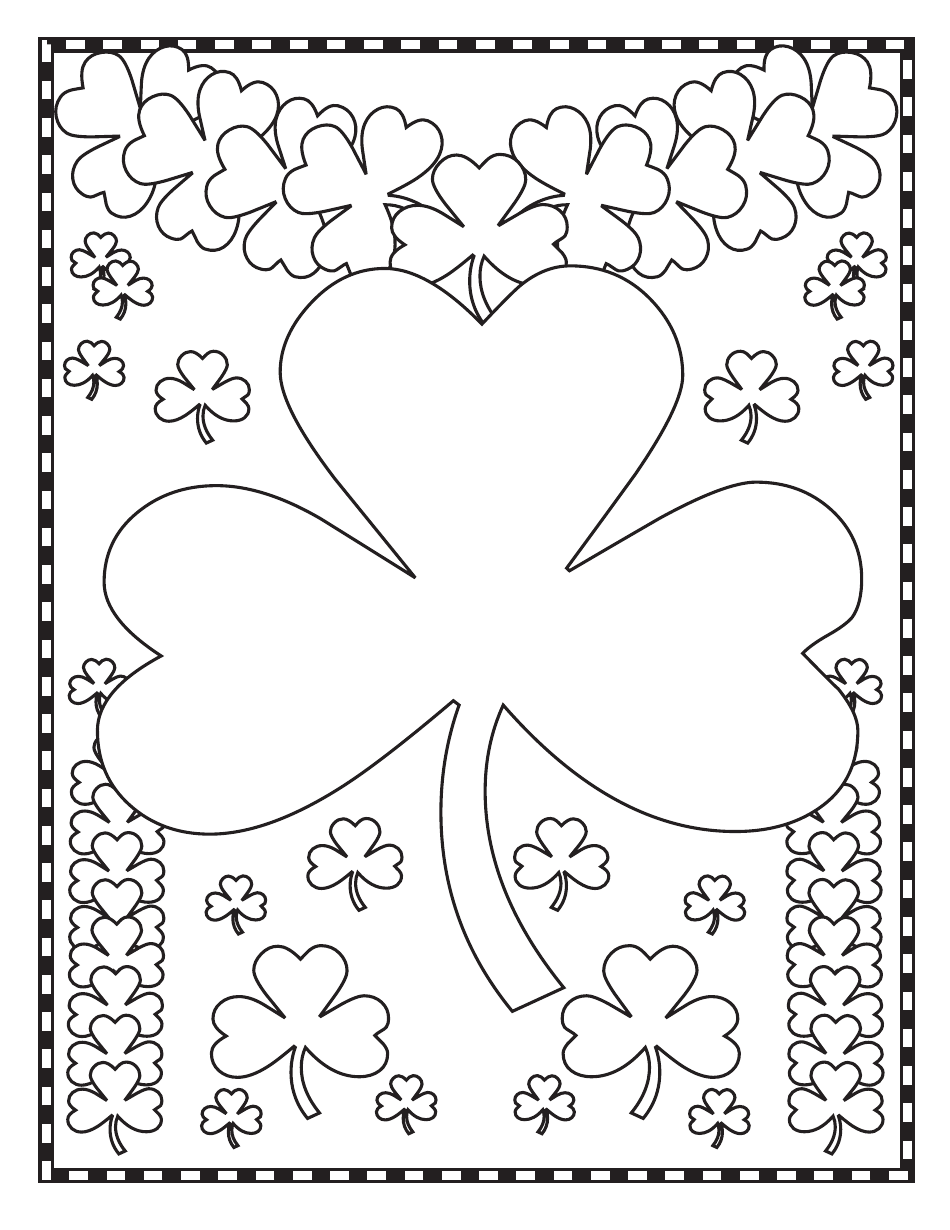 St. Patrick's Day Coloring Page of a Big Shamrock