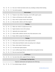Road Test Score Sheet Template, Page 2