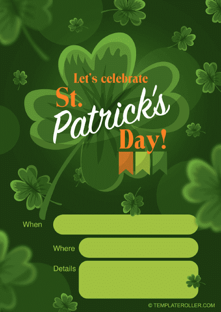 St. Patrick's Day Invitation Template featuring Shamrock