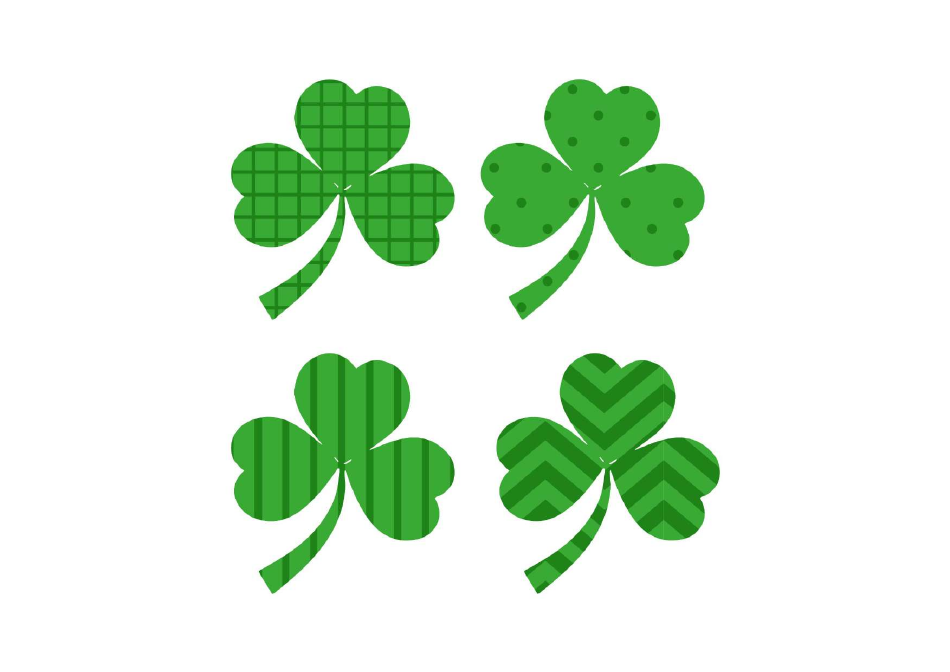 Shamrock Template Four Green Shamrocks Download Printable PDF