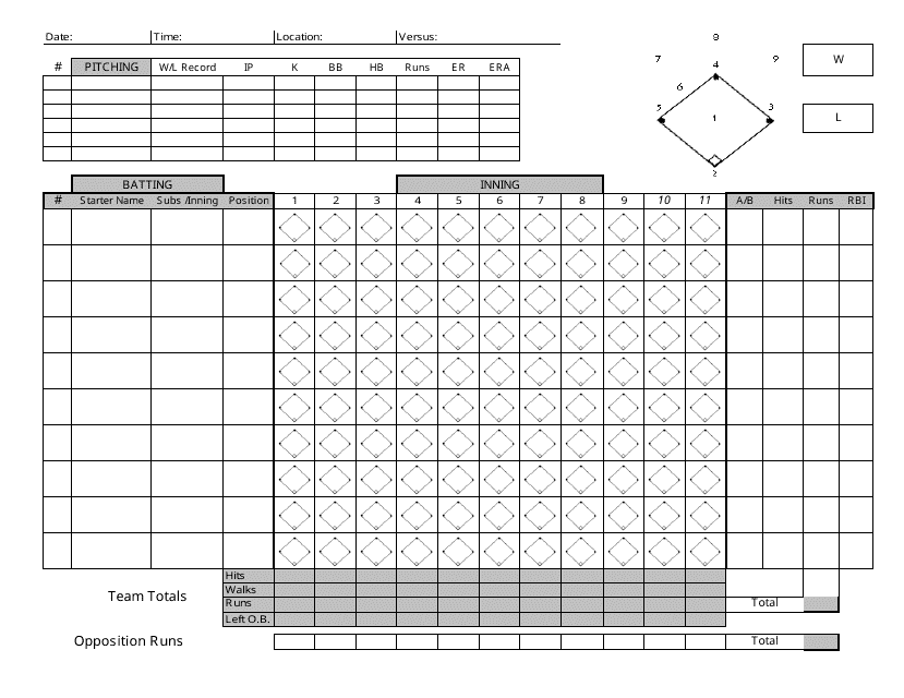 Baseball Scoresheet Template Download Printable PDF Templateroller