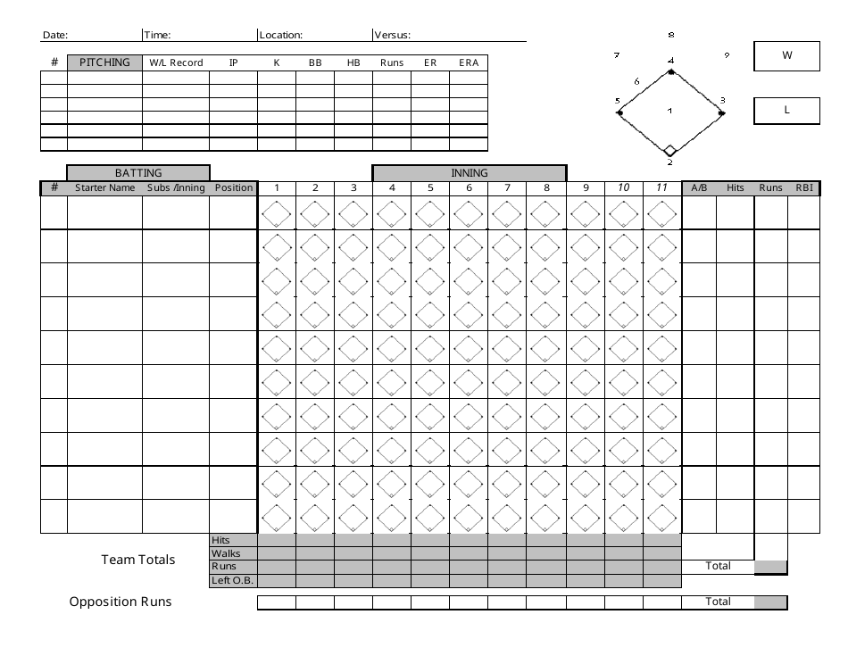Baseball Scoresheet Template Download Printable PDF Templateroller
