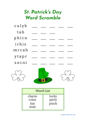Document preview: St. Patrick's Day Word Scramble - Hat
