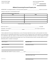 Document preview: Form INH:AFF:002 Affidavit Concerning Personal Property Use - Harris County, Texas