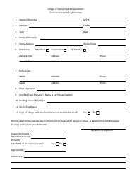 Document preview: Food Service Permit Application - Village of Skokie, Illinois