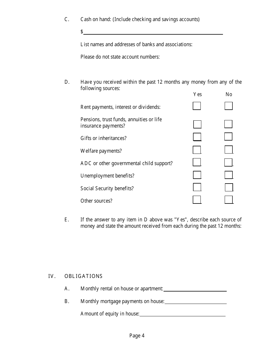 Affidavit of Financial Status - Missouri, Page 4