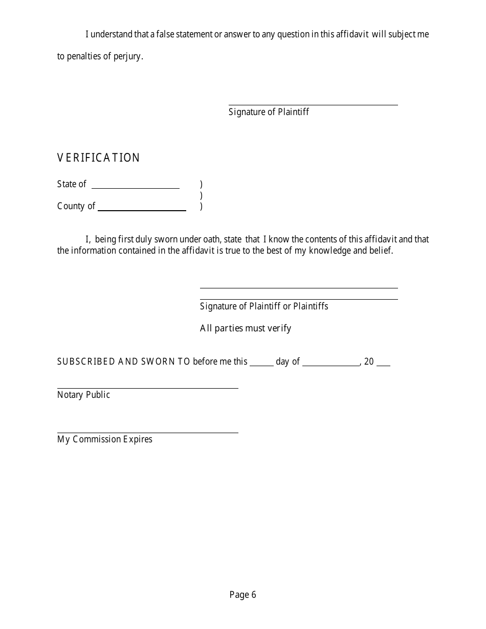 Affidavit of Financial Status - Missouri, Page 6