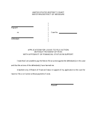 Document preview: Application for Leave to File Action Without Payment of Fees With Affidavit of Financial Status in Support - Missouri